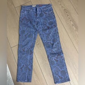 Pilcro Blue Patterned Straight Leg Jeans